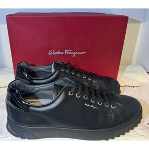 Black Leather Salvatore Ferragamo Sneakers